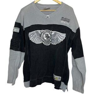 HipHop History XL B-Fox Colorblock Crewneck Sweatshirt‎ Black Gray Streetwear